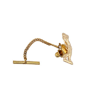 Preowned 9ct Yellow Gold Golf Player Tie Pin with the weight 3.70 grams. The back of the pin is not gold