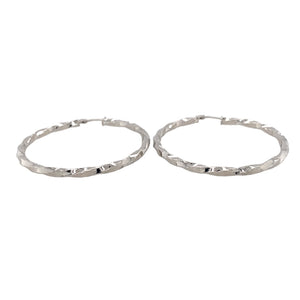 Preowned 9ct White Gold Twisted Hoop Creole Earrings with the weight 3.10 grams