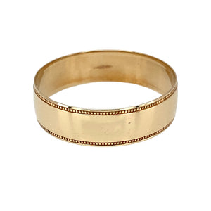 Preowned 9ct Yellow Gold 6mm Millgrain Edge Wedding Band Ring in size X with the weight 2.10 grams
