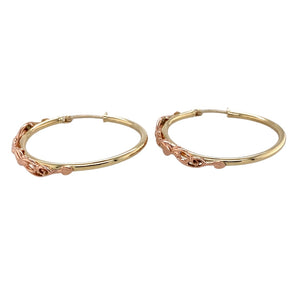 Preowned 9ct Yellow and Rose Gold Clogau Tree of Life Hoop Creole Earrings with the weight 3.40 grams