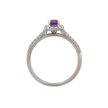 Load image into Gallery viewer, 18ct White Gold Diamond &amp; Amethyst Set Halo Ring

