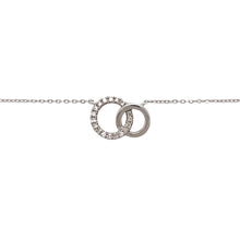 Load image into Gallery viewer, Preowned 9ct White Gold &amp; Diamond Set Double Circle 16&quot; Necklace with the weight 0.90 grams. The diamond set circle is 8mm diameter
