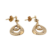 Load image into Gallery viewer, Preowned 9ct Yellow Gold &amp; Diamond Set Swirl Dropper Earrings with the weight 3.40 grams
