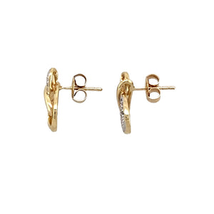 Preowned 9ct Yellow and White Gold & Diamond Set Swirl Stud Earrings with the weight 1.50 grams