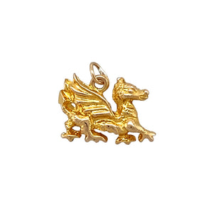 Preowned 9ct Yellow Gold Welsh Dragon Pendant with the weight 2.40 grams