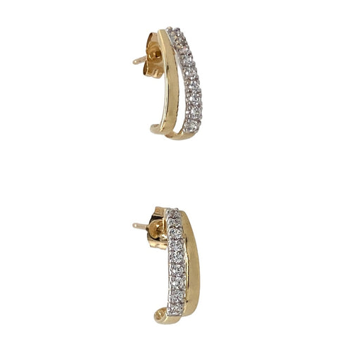 9ct Gold & Diamond Set Half Hoop Stud Earrings