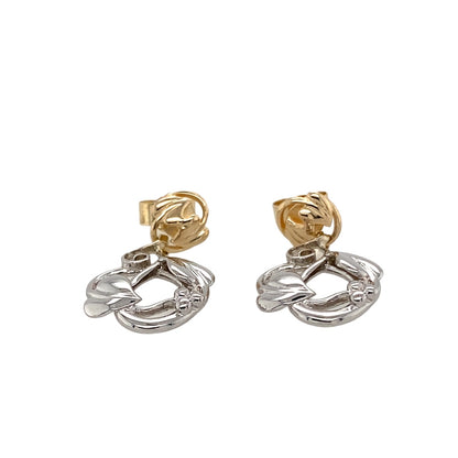 Preowned 9ct Yellow and White Gold Clogau Tree of Life Dropper Earrings with the weight 3.10 grams. The backs are not Clogau