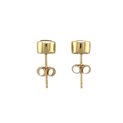 9ct Gold & Red Stone Oval Stud Earrings