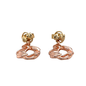 Preowned 9ct Yellow and Rose Gold Clogau Tree of Life Drop Earrings with the weight 3.20 grams. The backs are not Clogau