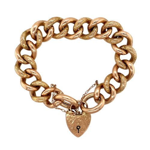 9ct Gold Patterned Heart Padlock 7