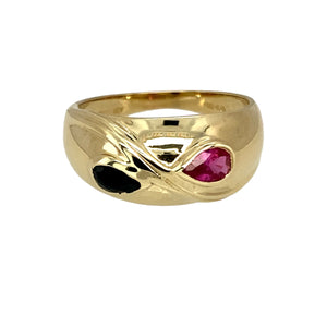 9ct Gold Ruby & Onyx Set Ring
