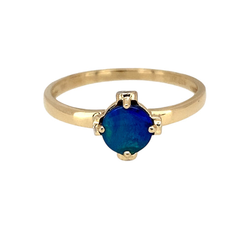 9ct Gold Doublet Coloured Stone & Cubic Zirconia Set Ring