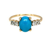 Load image into Gallery viewer, 9ct Gold Turquoise &amp; Cubic Zirconia Set Ring
