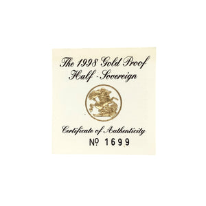 1998 22ct Gold Half Sovereign Queen Elizabeth II Coin