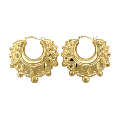 New 9ct Gold Fancy Patterned Creole Earrings