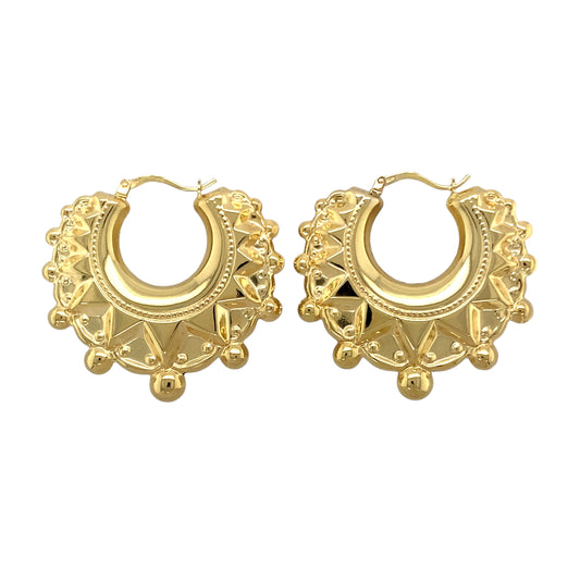 New 9ct Gold Fancy Patterned Creole Earrings