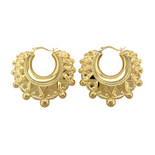 Load image into Gallery viewer, New 9ct Gold Fancy Patterned Creole Earrings
