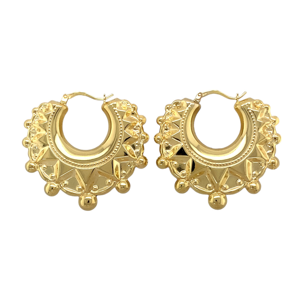 New 9ct Gold Fancy Patterned Creole Earrings
