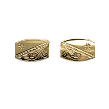 Load image into Gallery viewer, Preowned 9ct Yellow Gold &amp; Diamond Set Engraved Patterned Cufflinks with the weight 5.60 grams
