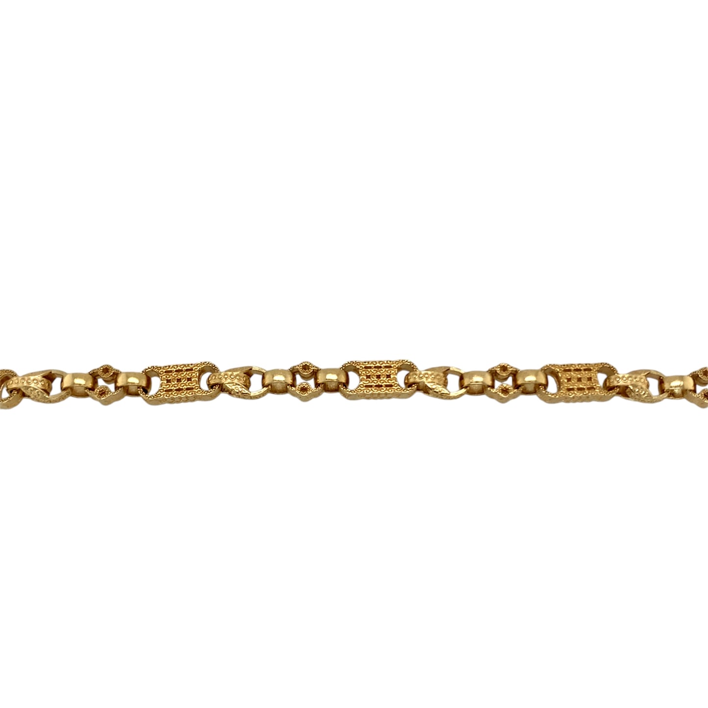New 9ct Gold 7.75" Fancy Patterned Gypsy Style Link Bracelet