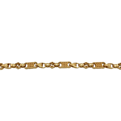 New 9ct Gold 7.75" Fancy Patterned Gypsy Style Link Bracelet