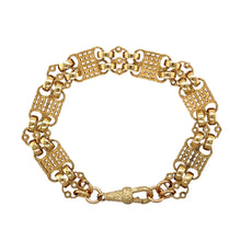 Load image into Gallery viewer, New 9ct Gold 7.75&quot; Double Patterned Gypsy Style Link Bracelet
