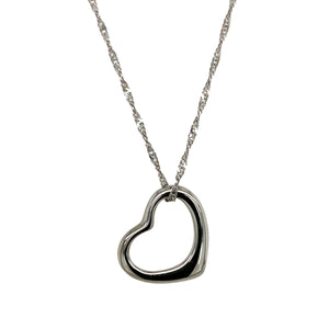 9ct White Gold Open Heart 20" Necklace