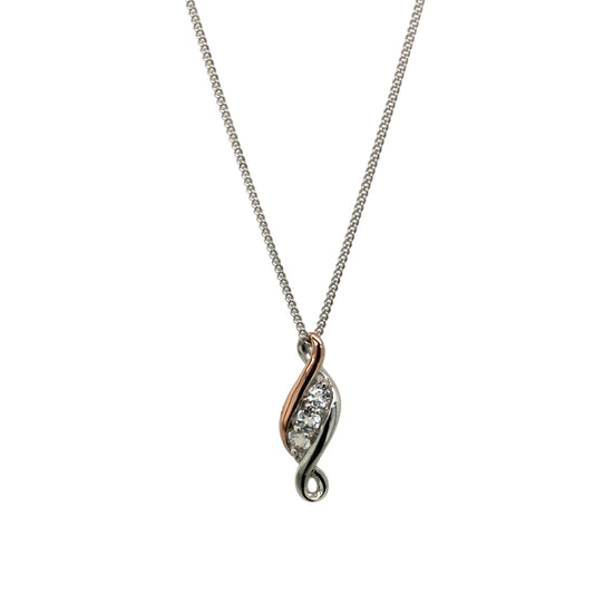 925 Silver & White Topaz Set Clogau 18" - 22" Necklace