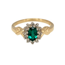 Load image into Gallery viewer, 9ct Gold Diamond &amp; Green Stone Set Cluster Ring
