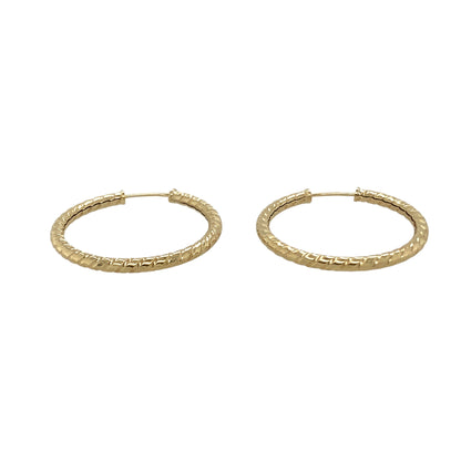 9ct Gold Patterned Hoop Earrings