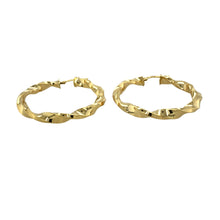 Load image into Gallery viewer, New 9ct Yellow Gold 37mm Plain Twisted Creole Earrings with the weight 3.50 grams
