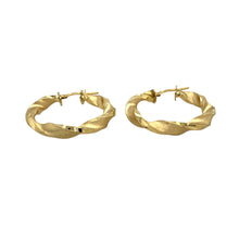Load image into Gallery viewer, New 9ct Yellow Gold 28mm Satin Twisted Creole Earrings with the weight 2.60 grams
