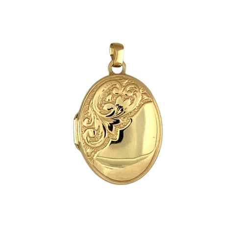 9ct Gold Patterned Oval Locket