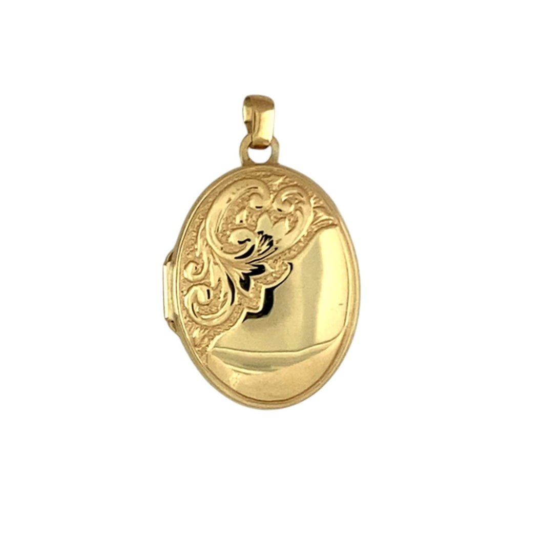 9ct Gold Patterned Oval Locket