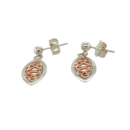 Preowned 925 Silver Clogau with 9ct Rose Gold Clogau Celtic Knot Drop Earrings with the weight 2.40 grams