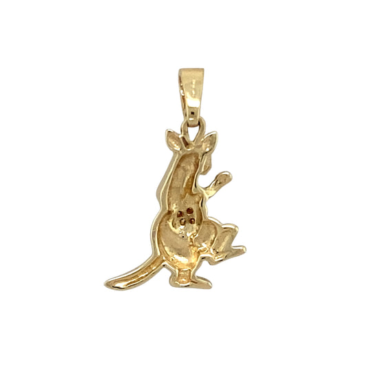 Preowned 9ct Yellow Gold & Cubic Zirconia Set Kangaroo Pendant with the weight 2.10 grams