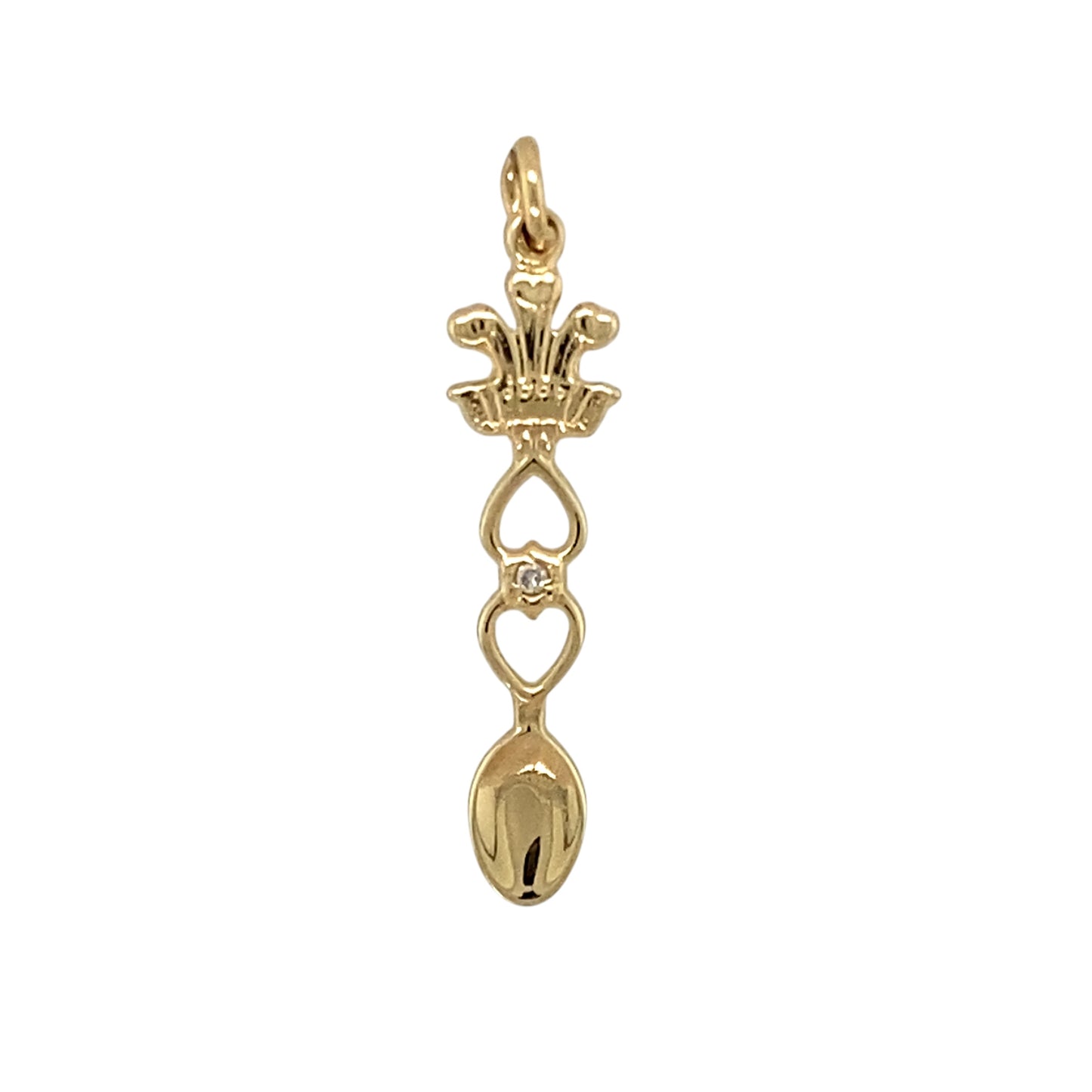 9ct Gold & Diamond Set Welsh Lovespoon Pendant