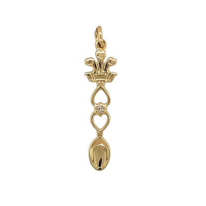 9ct Gold & Diamond Set Welsh Lovespoon Pendant