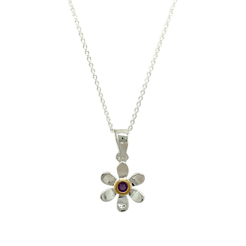 925 Silver & Amethyst Set Flower February Birthstone 16