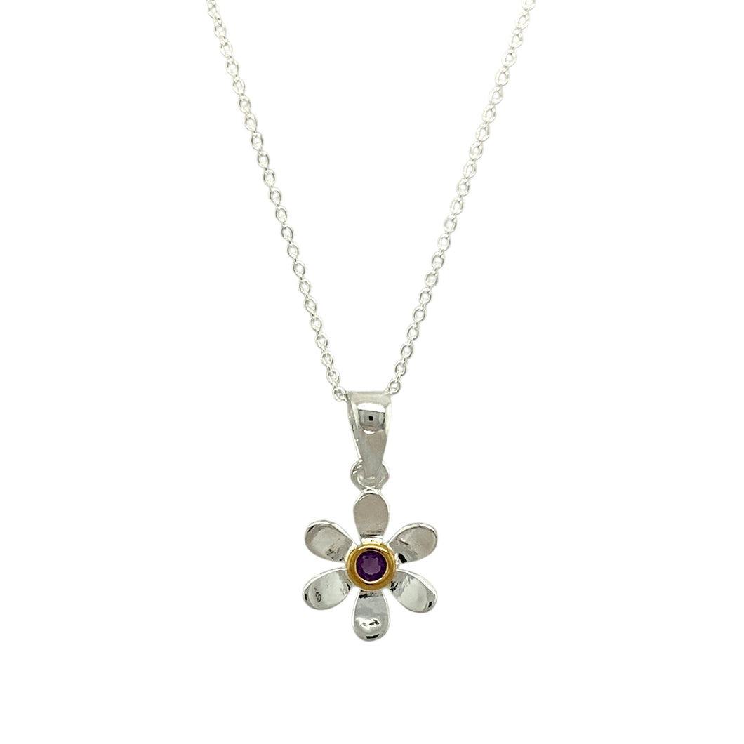 925 Silver & Amethyst Set Flower February Birthstone 16