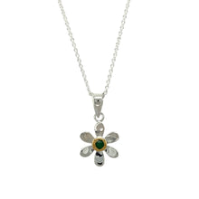 Load image into Gallery viewer, 925 Silver &amp; Emerald Set Flower May Birthstone 16&quot; - 18&quot; Necklace
