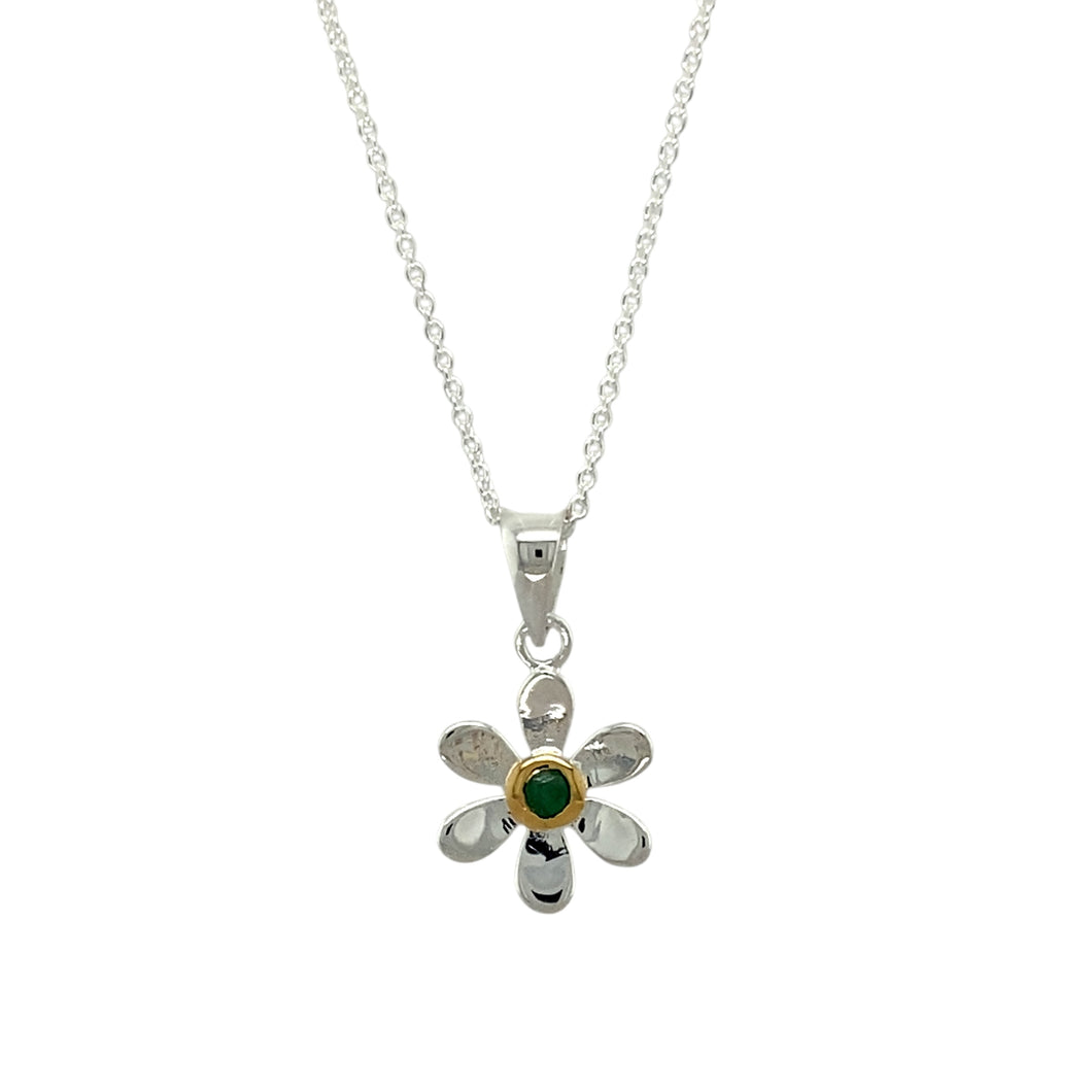 925 Silver & Emerald Set Flower May Birthstone 16