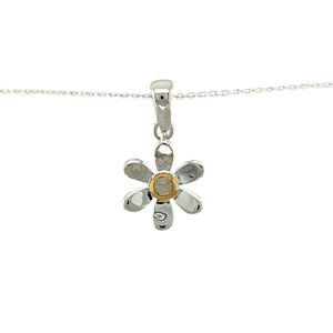 Add a touch of elegance and personal meaning to your jewellery collection with this new 925 silver & moonstone set flower June birthstone pendant necklace, featuring:

Design: A delicate flower-shaped pendant, set with a mystical moonstone birthstone at its centre for a timeless and meaningful touch.
Material: 925 sterling silver, with a gold-plated setting around the moonstone for added warmth and contrast.
Gemstone: Features a 2mm diameter moonstone, known as the birthstone for June, symbolising intuition