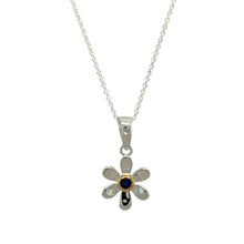 Load image into Gallery viewer, 925 Silver &amp; Sapphire Set Flower September Birthstone 16&quot; - 18&quot; Necklace
