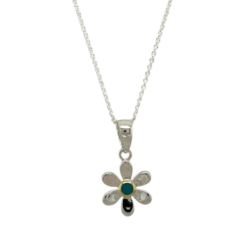 925 Silver & Turquoise Set Flower December Birthstone 16