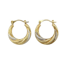 Load image into Gallery viewer, 9ct Gold Patterned Hoop Creole Earrings
