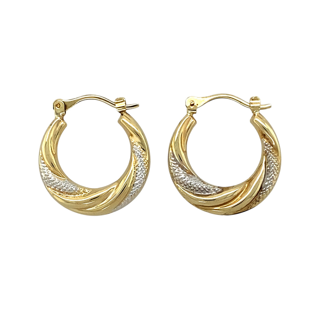 9ct Gold Patterned Hoop Creole Earrings