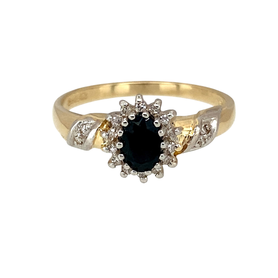 9ct Gold Diamond & Sapphire Set Cluster Ring