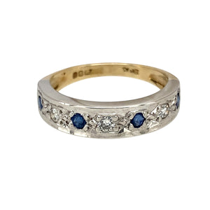 9ct Gold Diamond & Sapphire Set Band Ring