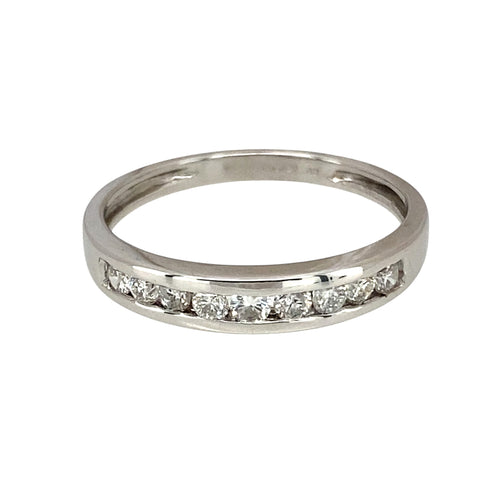 9ct White Gold & Diamond Set Band Ring